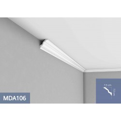 LISTWA SUFITOWA, MDA106, ozdobna, biała, Mardom  Decor, Prestige, sztukateria, wewnętrzna, klasyczna, zdobiona, ornamentacyjna