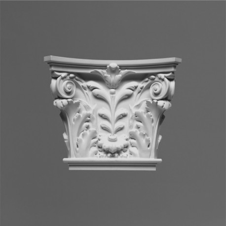 DUŻA GŁOWICA PILASTRA K251 LUXXUS ORAC DECOR, SZTUKATERIA, ŚCIENNA, DEKORACJA, KORYNCKA, ZDOBIONA, LIŚCIE AKANTU, WOLUTY
