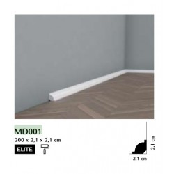 MD001 Mała biała listwa przypodłogowa Mardom Decor sztukateria biały cokół ćwierćwałek biały gładki listwy podłogowe