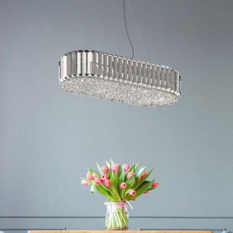 PODŁUŻNA LAMPA WISZĄCA, PRINCE ZUMALINE, P0360-06D-F4AC, LAMPY ZUMALINE, LAMPY Z KRYSZTAŁKAMI, DEKORPLANET, SKLEP Z OŚWIETLENIEM