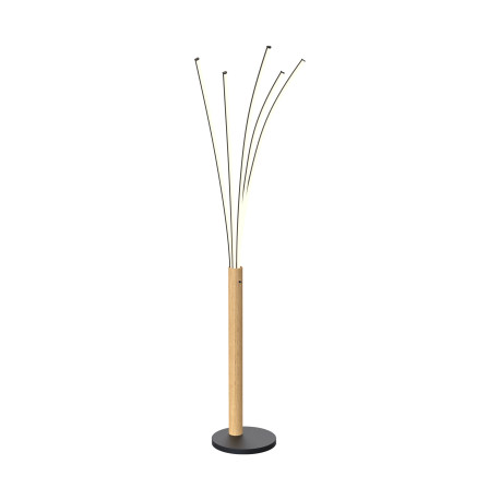 Lampa podłogowa czarna-drewno/black-wood ml4767-3bmd velden Zuma Line