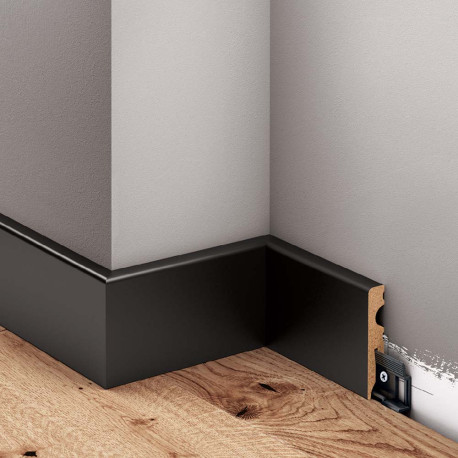 Czarna listwa podłogowa lakierowana, LMDF-02MC Creativa, Czarne listwy podłogowe lakierowane, lakierowana listwa MDF, Czarne lis