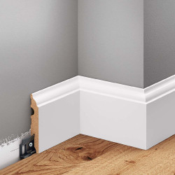 Lakierowane na biały kolor listwy LMDF-05M Creativa, białe przypodłogowe listwy LMDF-05M, Lakierowana na biały kolor listwa MDF