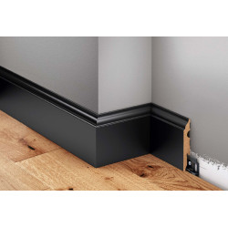 Listwa podłogowa lakierowana na kolor czarny, lakierowane LMDF-05MC Creativa, MDF listwy przypodłogowe czarne, czarna listwa MDF