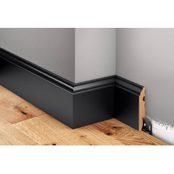 lakierowana czarna listwa MDF Creativa, czarne listwy przypodłogowe LMDF-06MC Creativa, Listwy przypodłogowe czarny kolor, Czarn