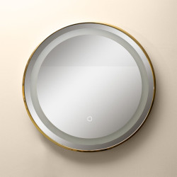 Designerskie lustro łazienkowe LED INOX okrągłe z regulacją barwy światła