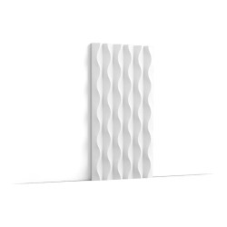 Panel ścienny 3D W219 Orac Decor zamontowany w salonie. Nowoczesna, przestrzenna struktura dekoru podkreśla elegancki charakter 