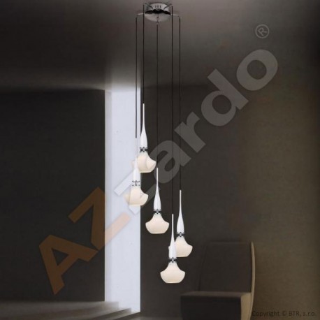 Lampa TASOS 5 pendant MD2095A-5W metal/glass chrome/wh Azzardo