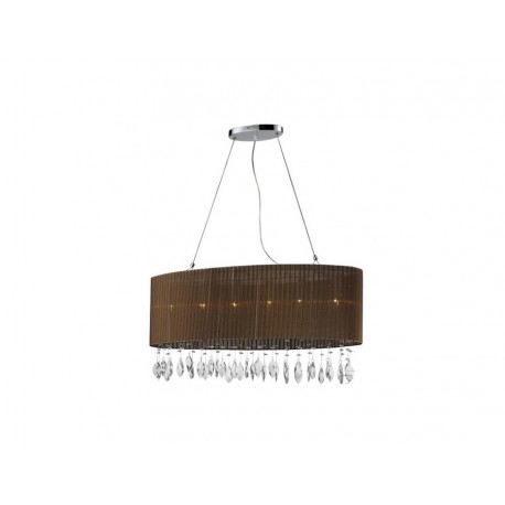 Lampa SIDNEY owalna pendant 1982-6P BN brown fabric/chrome/ Azzardo